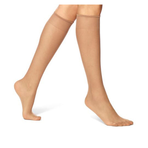 No Nonsense 2 Pair Reinforced Toe Nylon Knee High NN6747