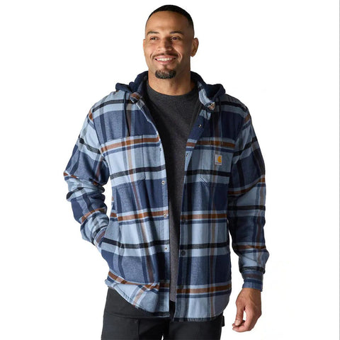 Navy Men's Rugged Flex Fleece Lined Hooded Shirt Jac 107011