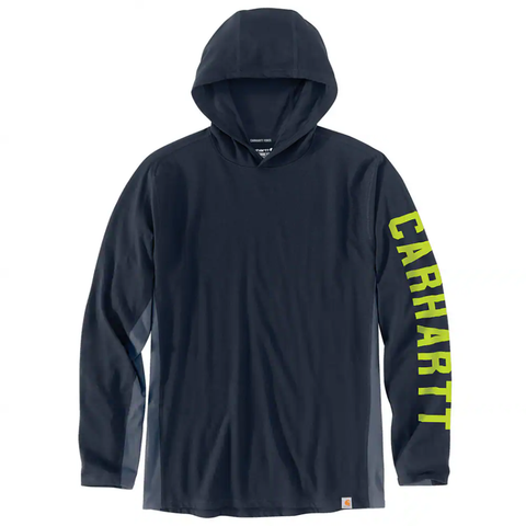Navy Men's Force Relaxed Fit Long-Sleeve Logo Hooded T-Shirt 106654
