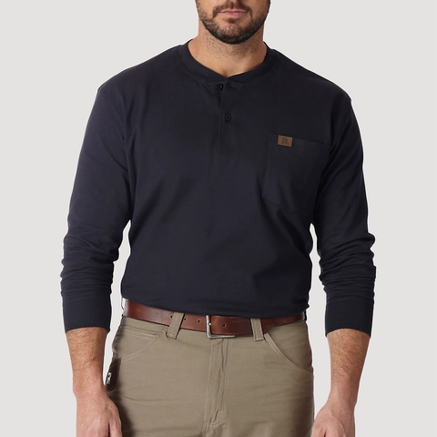 Navy Men's Riggs Workwear Long Sleeve Solid Henley 3W750