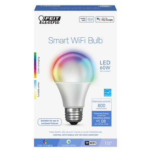 60W Color-Changing LED Smart WiFi Bulb OM60/RGBW/CA/AG