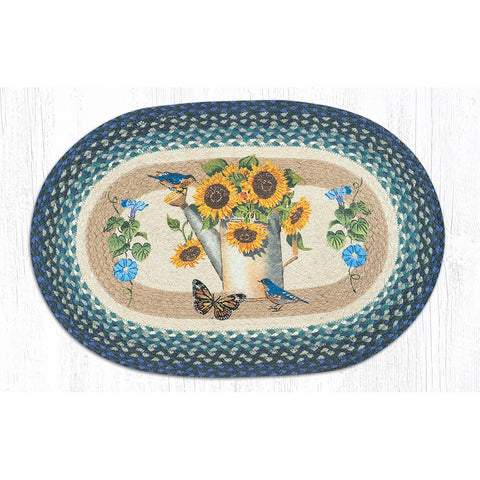 Sunflower Water Can Braided Jute Rug OP-56