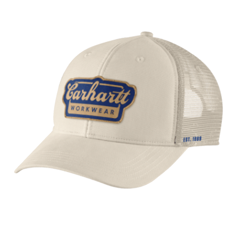 Oatmilk Men's Rugged Flex Mesh-Back Script Patch Cap 106738
