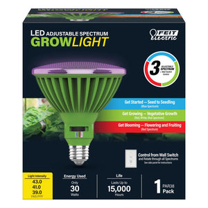 PAR38 LED Adjustable Spectrum Plant Grow Light PAR38ADJGRWLDHD