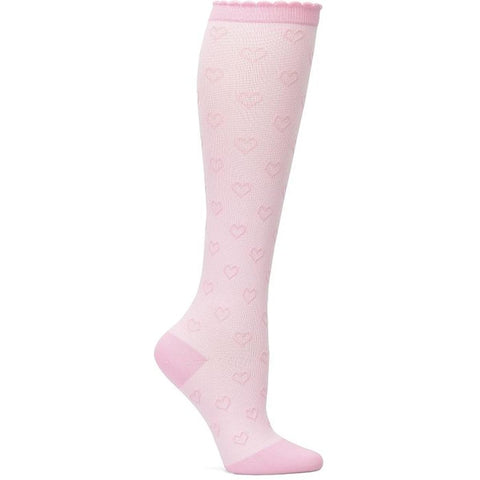 Pink Women's Scalloped Heart Compression Socks
