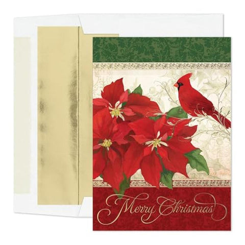 Poinsettia and Cardinal Boxed Christmas Cards 978100