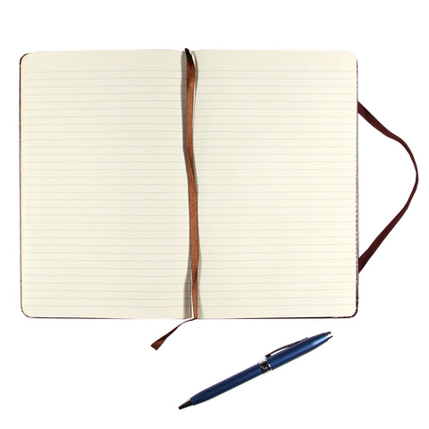 Open journal with ruled pages