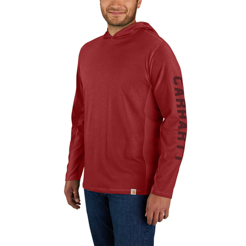 Red Men's Force Relaxed Fit Long-Sleeve Logo Hooded T-Shirt 106654