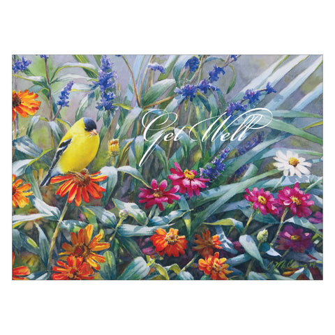 Get Well card birds and flowers