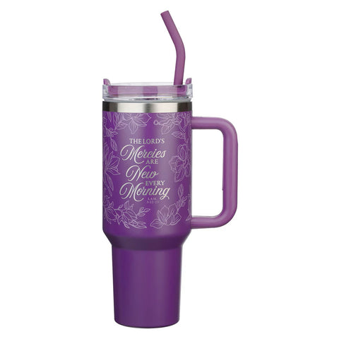 New Mercies Purple Stainless Steel Tumbler with Reusable Straw SMUG309