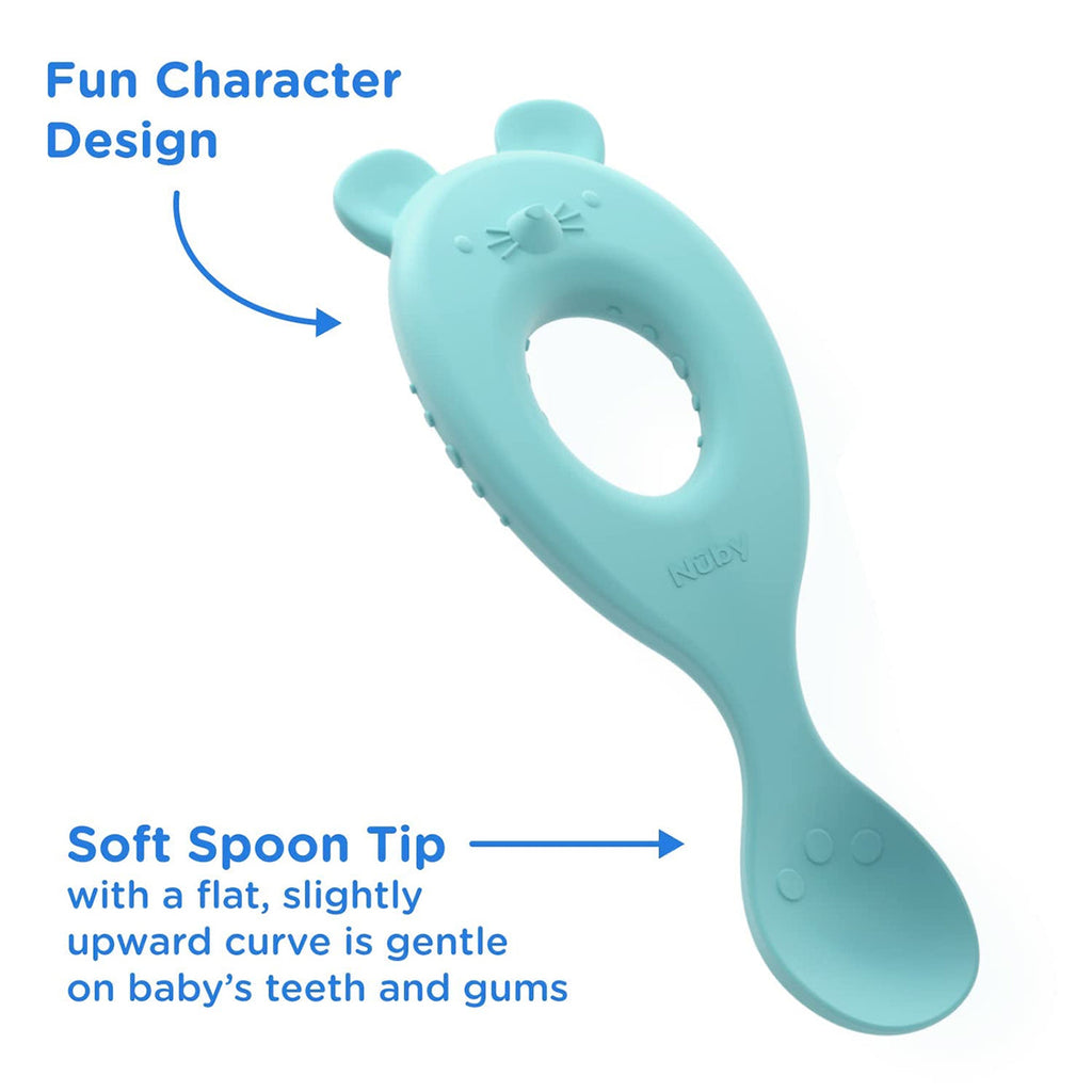 Curved Head Self-Feeding Spoon - Toddler Looped Handle Spoon