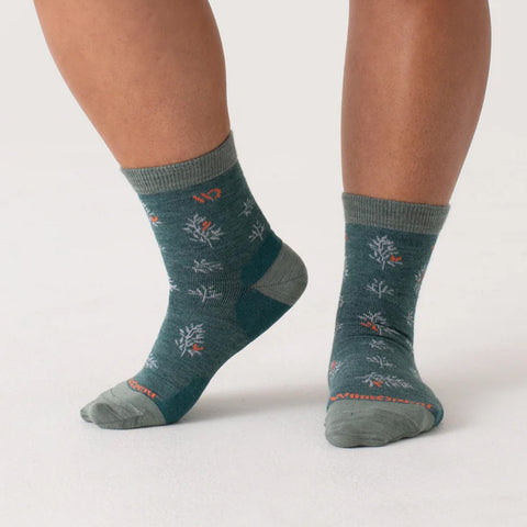 Teal Women�s Foliage Lightweight Micro Crew Socks 9503