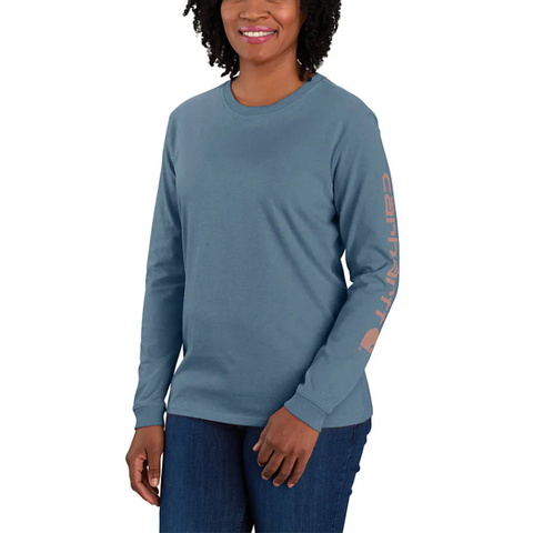 Women's Long Sleeve Logo Sleeve Graphic Tee 103401 Thundercloud