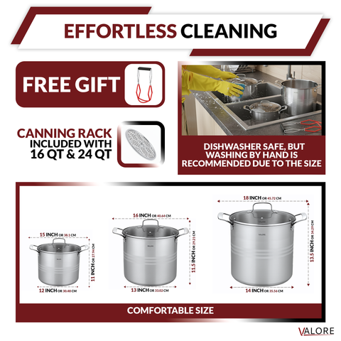 Details about sizes & washing for Set of 3 Valore 5-Ply Stainless Steel stock pots