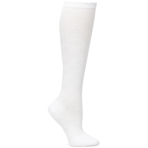 White Women's Scalloped Heart Compression Socks