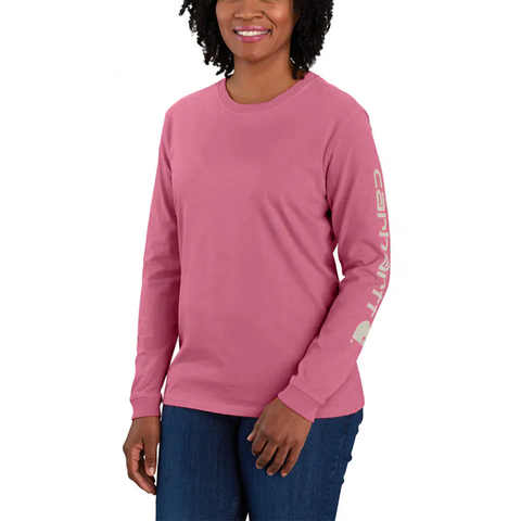 Women's Long Sleeve Logo Sleeve Graphic Tee 103401 Woodrose