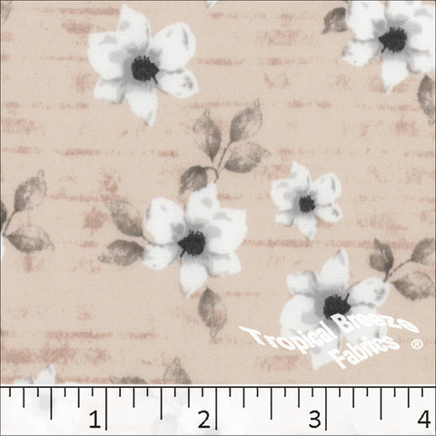 almond, Quick Dry Stretch Crepe Floral Print Fabric 04452