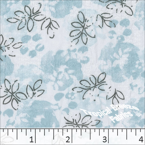Plumeria Leaf Print Polyester Fabric 048331 aqua