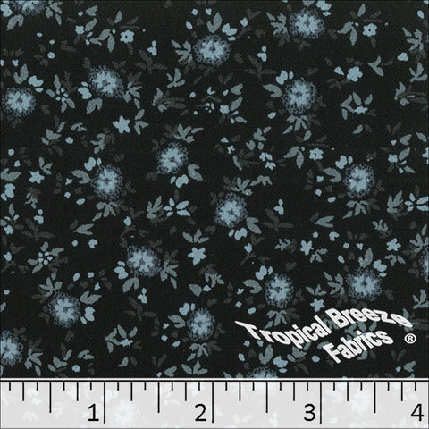 aqua, Koshibo Small Floral Print Polyester Fabric 048522
