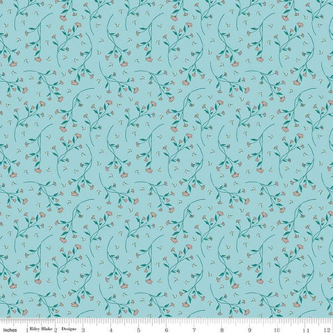 Melody Collection Vines Cotton Fabric C15144 aqua