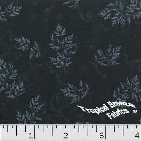 aqua, Silk Mist Leaf Print Polyester Fabric 042521