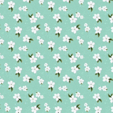 aqua, Sunlit Serenade Collection Small Floral Cotton Fabric 40774