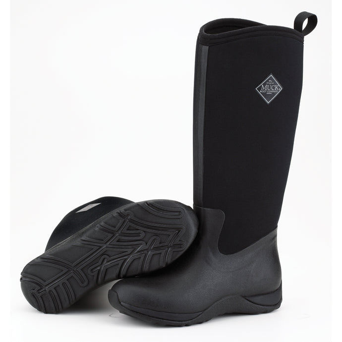 Women's Tall Black winter boots made of rubber and neoprene