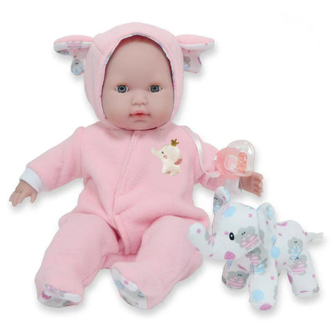 Child's doll with toy elephant