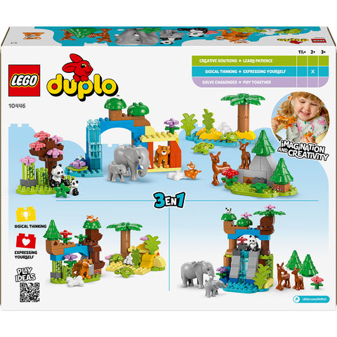 back, LEGO Duplo Town 3 in 1 Wild Animal Families Building Toy 10446