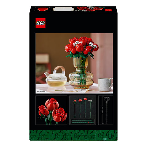 back of box, LEGO Botanicals Bouquet of Roses Building Set 10328