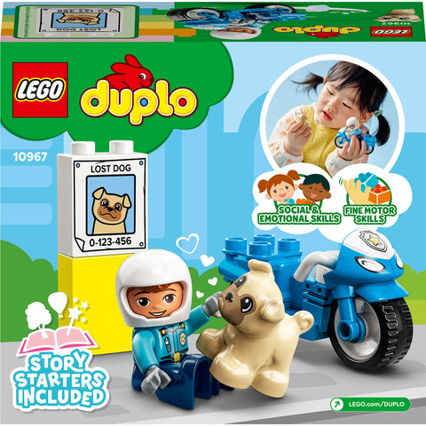 back, LEGO Duplo Rescue Police Motorcycle Building Toy 10967