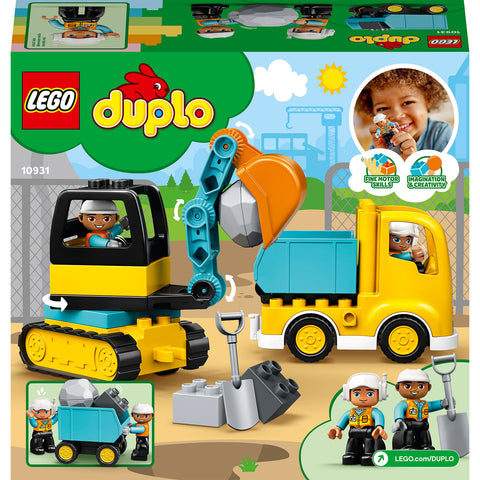 back, LEGO Duplo Construction Truck & Tracked Excavator Building Toy 10931