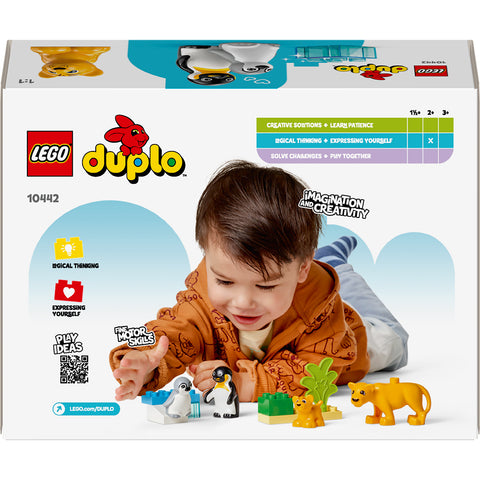 back, LEGO Duplo Town Wild Animal Families Penguins & Lions Building Toy 10442