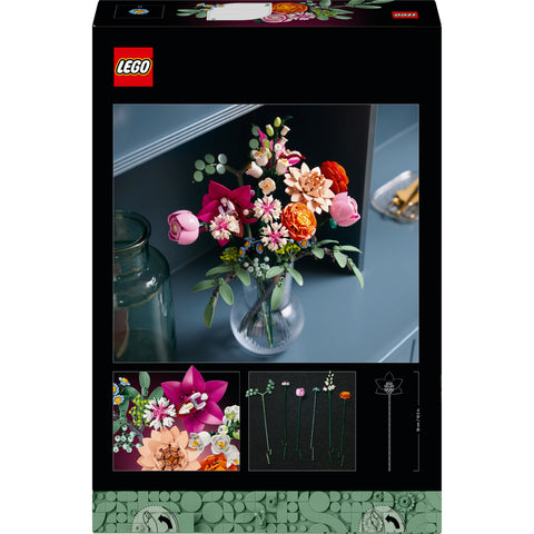 back of box, LEGO Botanicals Pretty Pink Flower Bouquet for Home D�cor 10342