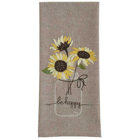 be happy sunflowers in a jar kitchen towel from Park designs