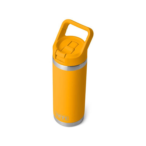 Yeti Rambler bottle with straw cap 18 oz in beekeeper yellow
