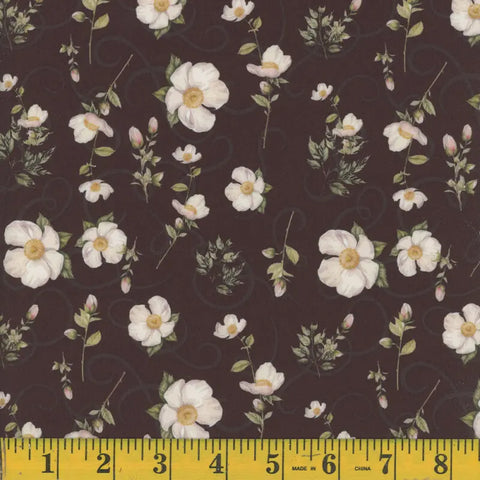 black, Hazel Print Dressy Twill Fabric 1370