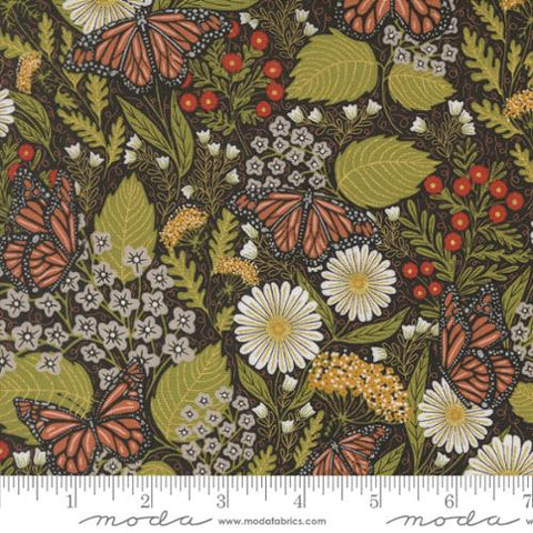 black, Bee Garden Collection Butterfly Floral Cotton Fabric 48412