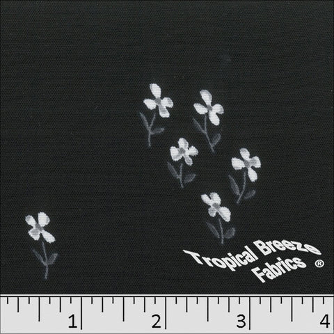 black, Dream Crepe Floral Print Polyester Fabric 042528
