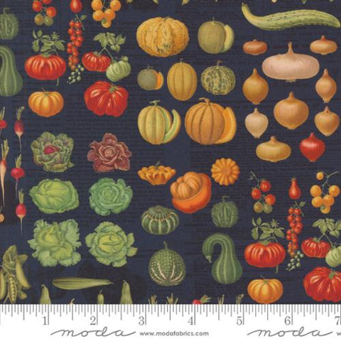 black, Farm and Garden Collection Novelty Vegetables Cotton Fabric 7472