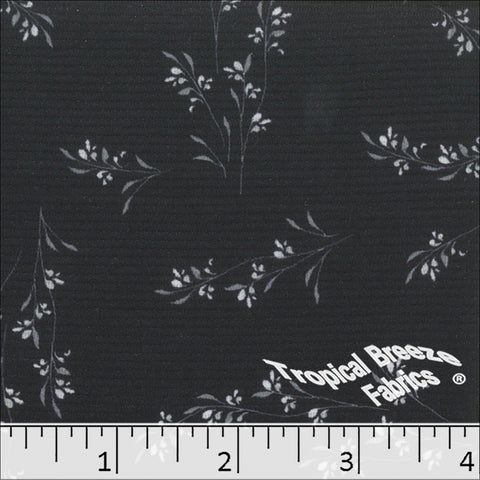 black, Horizontal Rib Knit Floral Print Fabric 572517