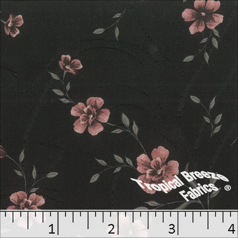 black, Jacquard Knit Floral Print Fabric 572523