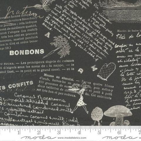 Julia Collection Cookbook Text Cotton Fabric 11923 black