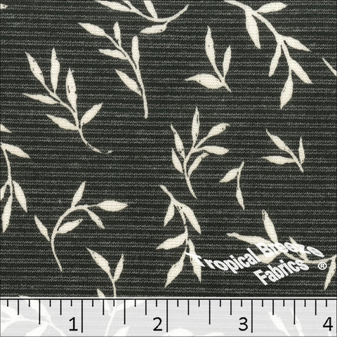 black, Poly Rayon Leaf Print Fabric 578517