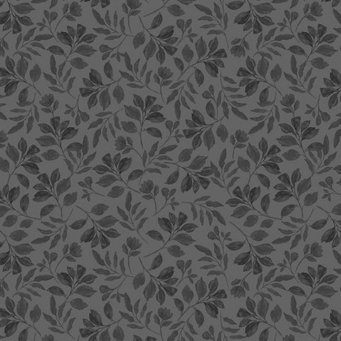 black, Scarlet Dreams Collection Tonal Leaves Cotton Fabric 30112