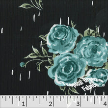 Yoryu Large Floral Print Polyester Fabric 048414 black