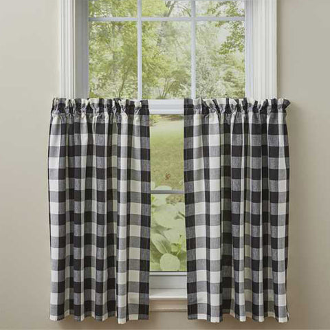 Black and white tier curtains