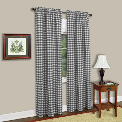 Black check curtains