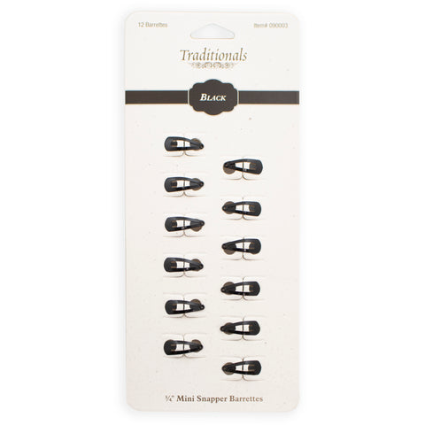 Tiny black snap barrettes