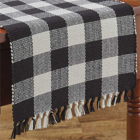 Black and white table runner